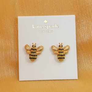 Kate Spade Crystal Bee Studs Earrings with Gift Bag